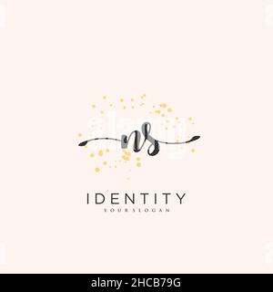 Ns disegno a mano vettore arte di firma iniziale, matrimonio, moda, gioielleria, boutique, floreale e botanica con modello creativo per qualsiasi azienda Illustrazione Vettoriale