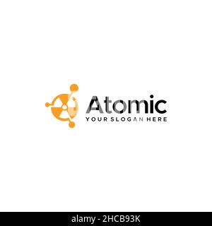 Design minimalista e colorato con il logo Atomic Molecule Illustrazione Vettoriale