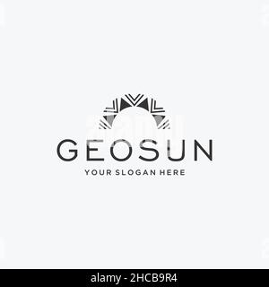 Design minimalista GEO SUN Black Triangle Four Logo Illustrazione Vettoriale