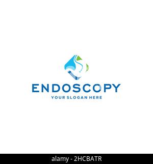Moderna ENDOSCOPIA colorata disegno del logo dello stomaco Illustrazione Vettoriale
