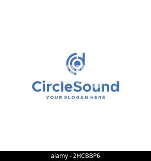 Design del logo Flat Letter Mark Initial Circle Sound Illustrazione Vettoriale