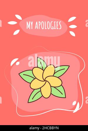Le mie scuse biglietto d'auguri con elemento icona a colori Illustrazione Vettoriale