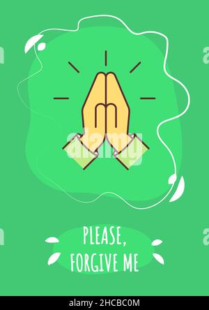 Prego perdonami il biglietto di auguri con l'elemento dell'icona del colore Illustrazione Vettoriale