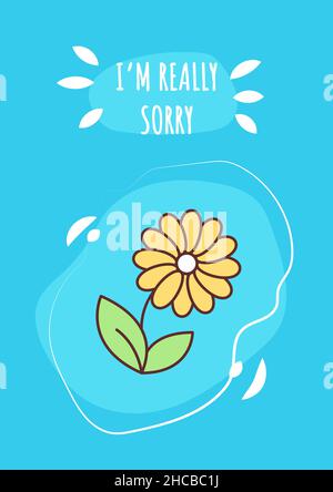 Sono davvero spiacente biglietto d'auguri con elemento icona a colori Illustrazione Vettoriale