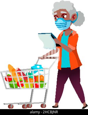 vecchia donna che indossa maschera vettore Illustrazione Vettoriale