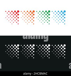 Disegno vettoriale di base a quattro frecce punteggiate Illustrazione Vettoriale