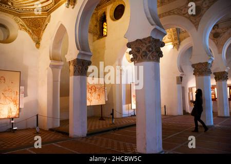 La sinagoga di Santa María la Blanca a Toledo, Spagna. Foto Stock