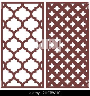 Jali design per il taglio di macchine grafiche e per legno compensato, divisorio, schiuma, acrilico e CNC. Illustrazione Vettoriale
