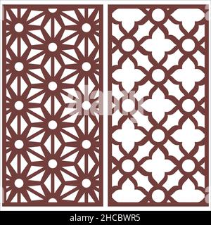 Jali design per il taglio di macchine grafiche e per legno compensato, divisorio, schiuma, acrilico e CNC. Illustrazione Vettoriale
