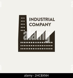 Segno aziendale industriale solido e piano vettoriale con finestre Illustrazione Vettoriale