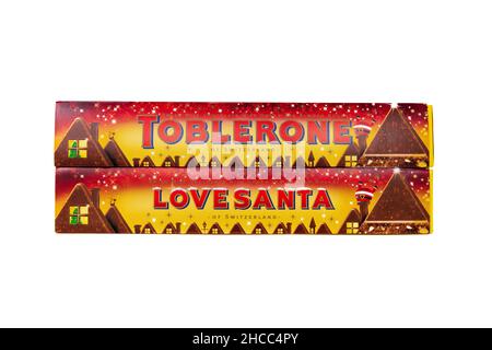 Love Babbo Natale – barrette di cioccolato Toblerone Foto Stock