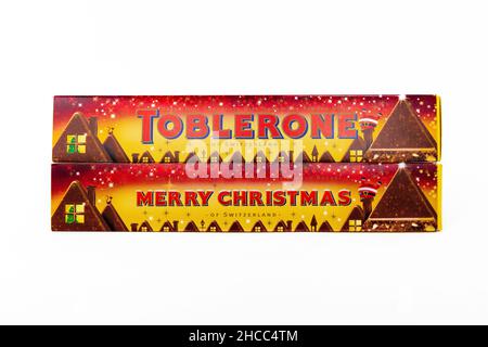 Buon Natale - barrette di cioccolato Toblerone Foto Stock