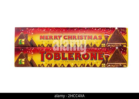 Buon Natale - barrette di cioccolato Toblerone Foto Stock