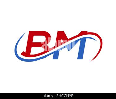 Design iniziale del logo BM. Logo Business collegato tramite lettera BM. Logo BM Design per la Società finanziaria, di sviluppo, di investimento, Immobiliare e di Gestione Illustrazione Vettoriale