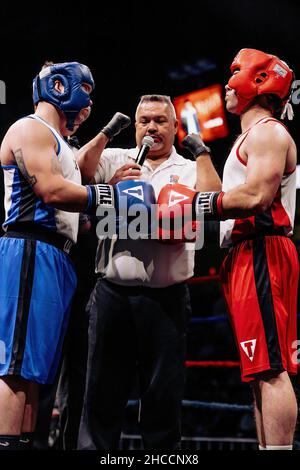 Partita di boxe amatoriale a Omaha, Nebraska, USA Foto Stock