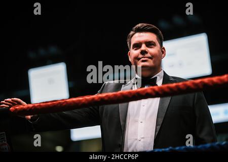 Partita di boxe amatoriale a Omaha, Nebraska, USA Foto Stock