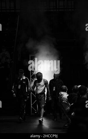 Partita di boxe amatoriale a Omaha, Nebraska, USA Foto Stock