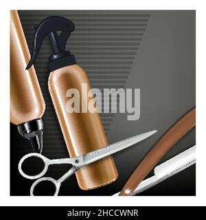 Barber Shop Strumenti promozione creativa Poster Vector Illustrazione Vettoriale