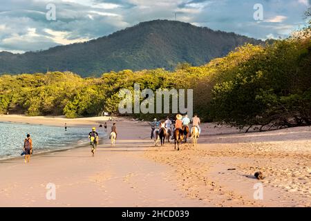 Equitazione a Playa Conchal, Guanacaste, Costa Rica Foto Stock