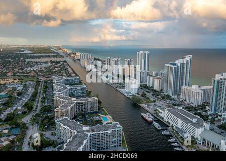Hallandale e Miami Beach Florida dopo una tempesta Foto Stock