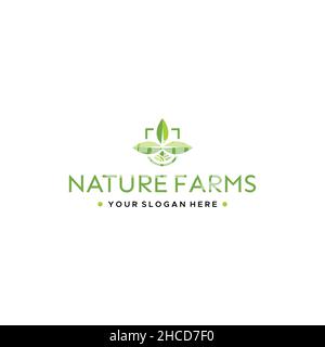 Moderno appartamento colorato NATURA FRAMS foglia logo design Illustrazione Vettoriale