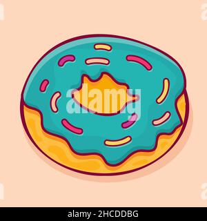 donut cibo isolato cartoon illustrazione vettoriale in stile piatto Illustrazione Vettoriale