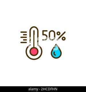 Icona di temperatura e umidità. Pixel Perfect, tratto modificabile, colore Illustrazione Vettoriale
