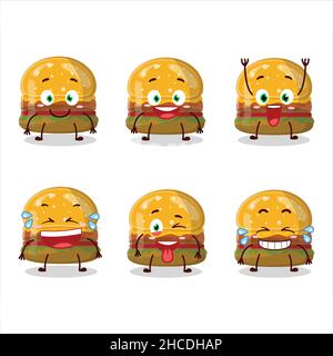 Personaggio cartoon di hamburger caramella gommosa con espressione sorriso. Illustrazione vettoriale Illustrazione Vettoriale