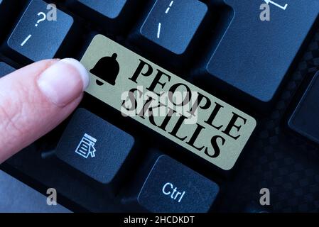 Scrivere a mano le abilità della gente di segno. Internet Concept Get along comunicazione efficace Rapport approachable navigazione Online Transaction History Foto Stock