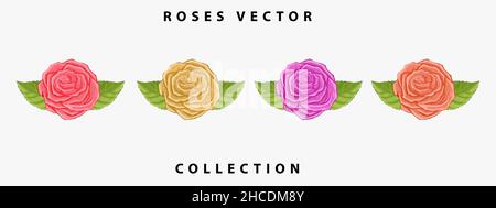 collezione vettoriale rose. rose disegnate a mano. disegno vettoriale rose Illustrazione Vettoriale