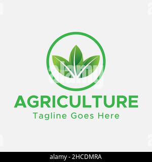 Logo Agriculture.colore gradiente verde. Forma del cerchio. Logo astratto minimalista. Illustrazione Vettoriale