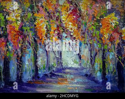 Arte pittura olio colore Multiply fiori in giardino , percorso dalla thailandia Foto Stock
