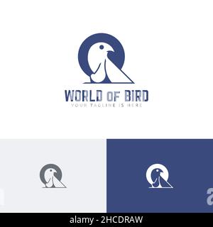 Modello di logo Bird World Nature Hawk Eagle Falcon Predator Illustrazione Vettoriale