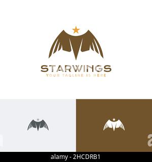 Modello di logo Star Wings Hawk Eagle Falcon Predator Bird Illustrazione Vettoriale