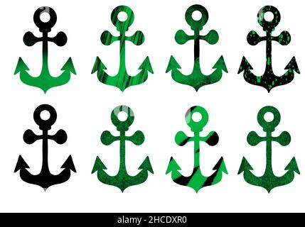 Set con ancoraggi per carta da parati e imballaggi e biancheria, regali e carte Foto Stock