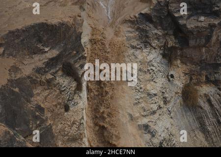 Flash Flood nel deserto di Negev, Israele. Fotografato a Wadi Tzeelim dopo forti piogge Foto Stock