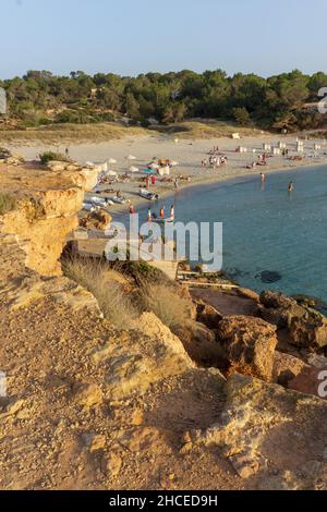 Spiaggia Cala Saona, Isole Balearis, Formentera, Spagna, Europa Foto Stock