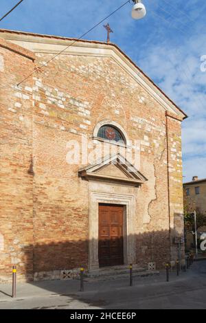 Via Gracco del secco, Città Vecchia, Chiesa di Santa Caterina, Villaggio, Colle di Val d'Elsa, Toscana, Italia, Europa Foto Stock