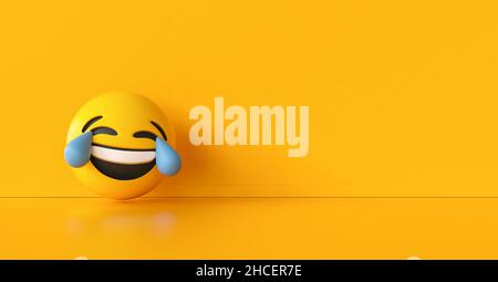 Sfondo emoji felice e piangente, social media e comunicazione concetto immagine, dimensione banner, copyspace per il tuo testo individuale. Foto Stock