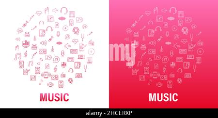 Icona della musica in stile piatto. Icona Musica, voce, registrazione. Illustrazione di stock vettoriale. Illustrazione Vettoriale