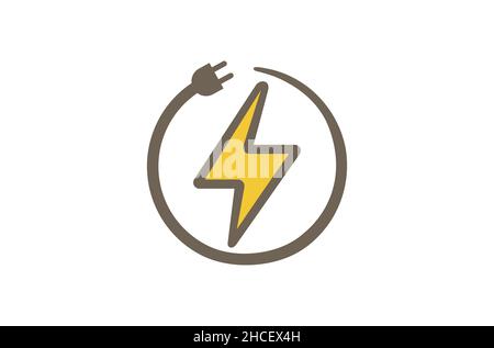 Creative Bolt Thunder Flash Plug cavo cerchio Logo Design simbolo Vector Illustrazione Illustrazione Vettoriale