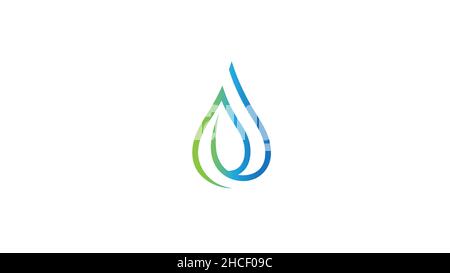 Goccia d'acqua creativa con foglia concept logo icona Vector Design Symbol Illustrazione Vettoriale