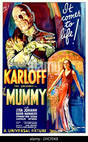 Karoly Grosz ha progettato il poster per la Mummy con Boris Karloff - ha venduto per il $435.500 nel 1997, quando era il prezzo più alto mai pagato per un poster. Foto Stock