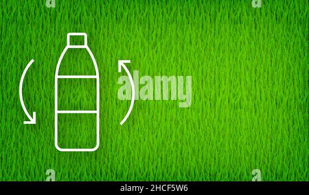 Simbolo riciclaggio. Riciclare la plastica. Bottiglia di plastica riciclata verde. Illustrazione di stock vettoriale. Illustrazione Vettoriale