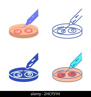 Icona di fertilizzazione in vitro in stile piatto e lineare. Tecnologia riproduttiva IVF. Illustrazione vettoriale. Illustrazione Vettoriale