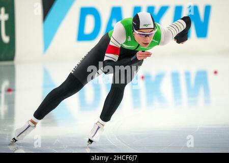 HEERENVEEN, PAESI BASSI - DICEMBRE 28: Femke Kok in competizione durante l'Olimpico Kwalificatie Toernooi a Thialf il 28 Dicembre 2021 a Heerenveen, Paesi Bassi (Foto di Douwe Bijlsma/Orange Pictures) Foto Stock