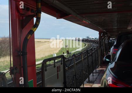 Il treno auto per westerland su sylt Foto Stock