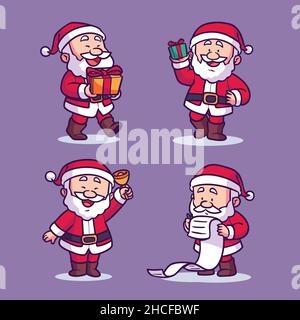 illustrazione vettoriale astratta del disegno a mano dei caratteri di babbo natale Illustrazione Vettoriale