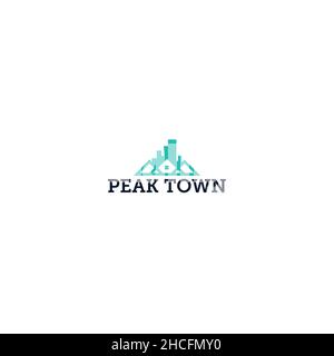 Design moderno, design piatto colorato Peak Town logo Illustrazione Vettoriale