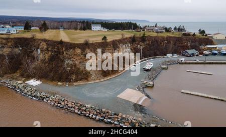 Morristown, Nuova Scozia, Canada, dicembre 25 2021. Morristown Aerial Cribbons Point Harbour. Luke Durda/Alamy Foto Stock